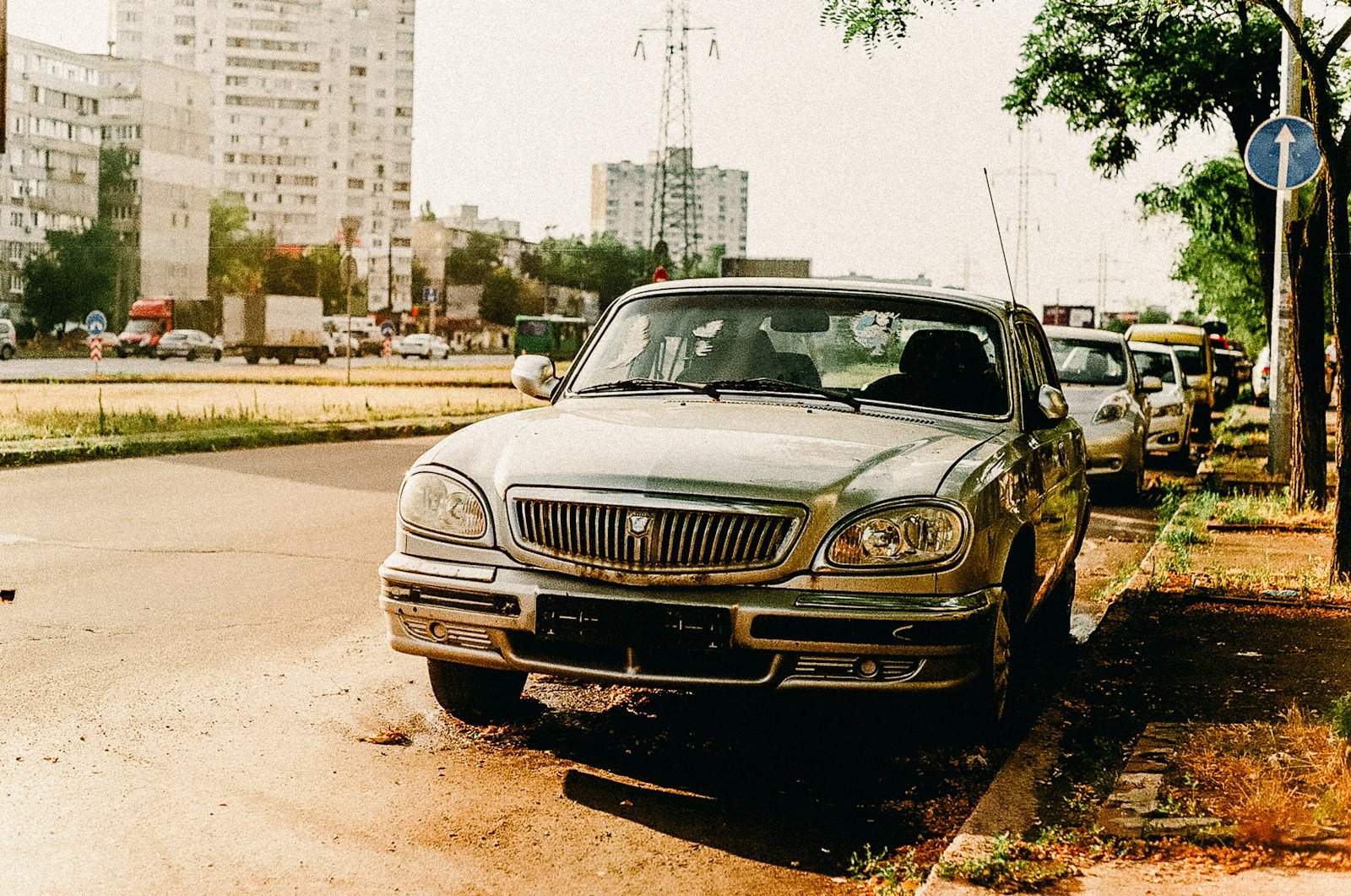 a car parked on the side of the road